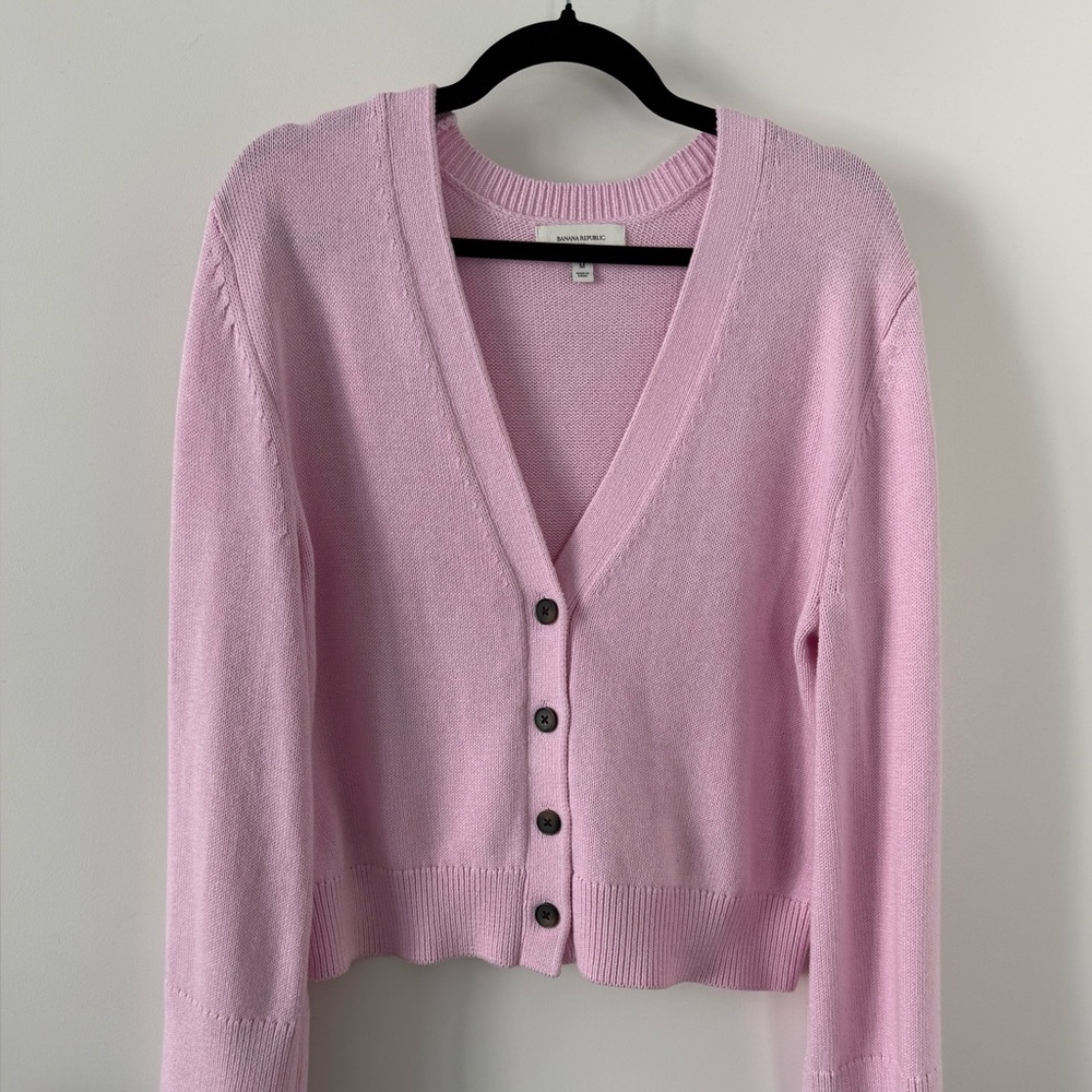 Banana Republic Light Pink V-Neck Button Cardigan